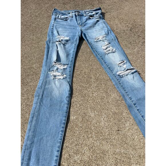 American Eagle Pants Women Size 2 X-Long Distressed Next Level Stretch Jegging - Picture 2 of 7